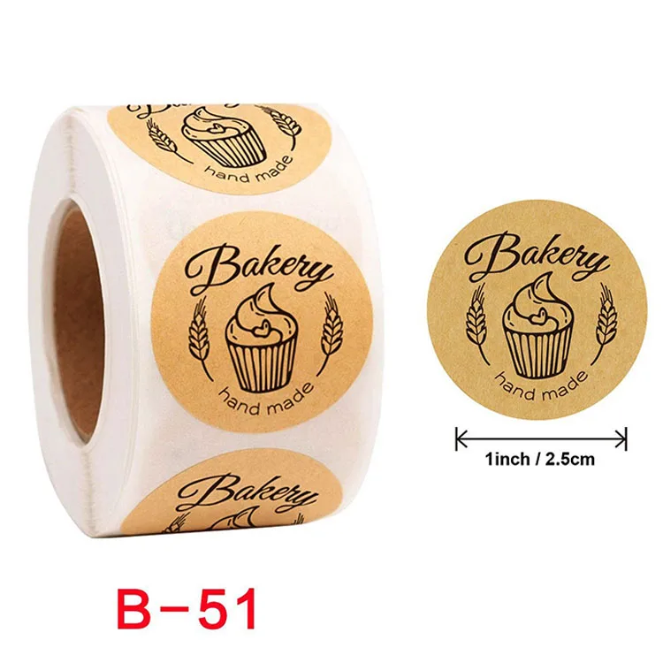 Round Self-adhensive Stickers Paper Brown Thank you Sticker Gift Merchandise decorative envelope Seal Sticker