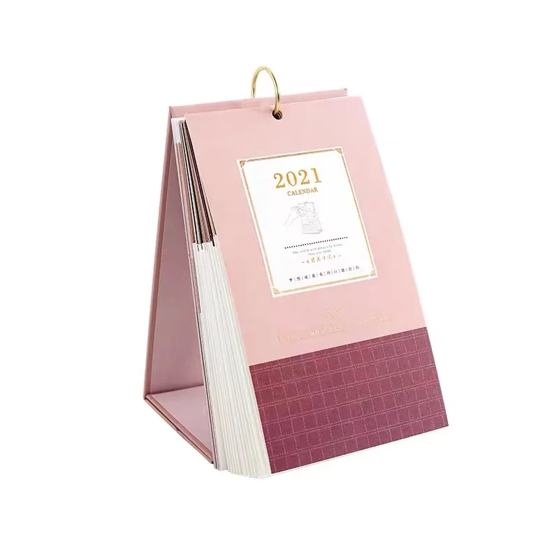 2023 On-demand CMYK Printing Customized A5 Hardcover Stand Up Daily Calendar Monthly Calendar Printing Desktop Calendar