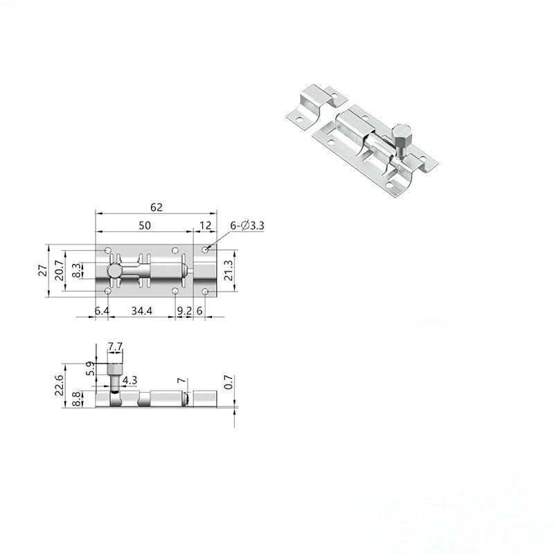 Iron material 3/4/5/6/8/10/12 inches flat door bolt black tower bolt