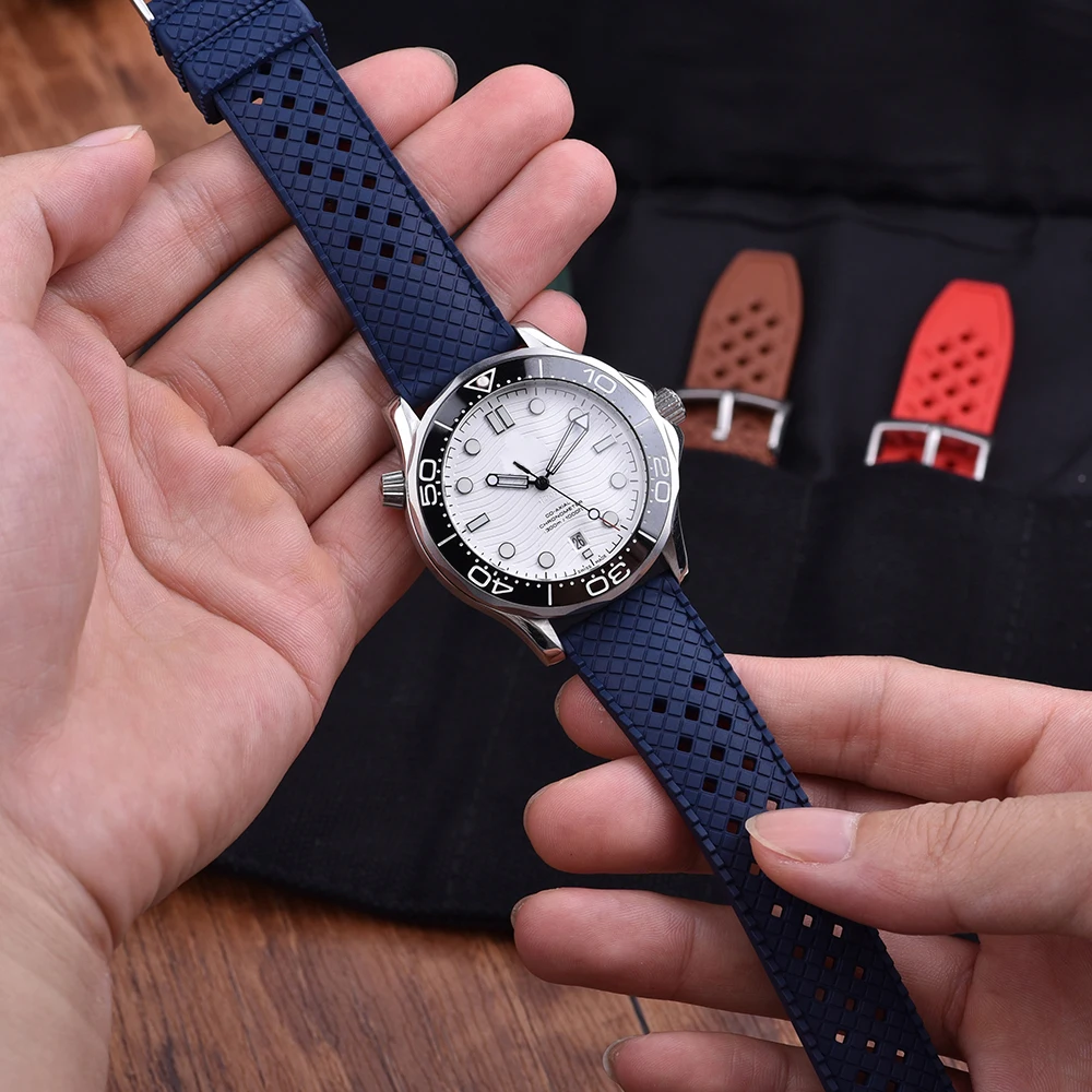 JUELONG Tire Tread Diving Sport FKM Rubber Watch Strap 20 22mm Multicolor Rubber Watch Band