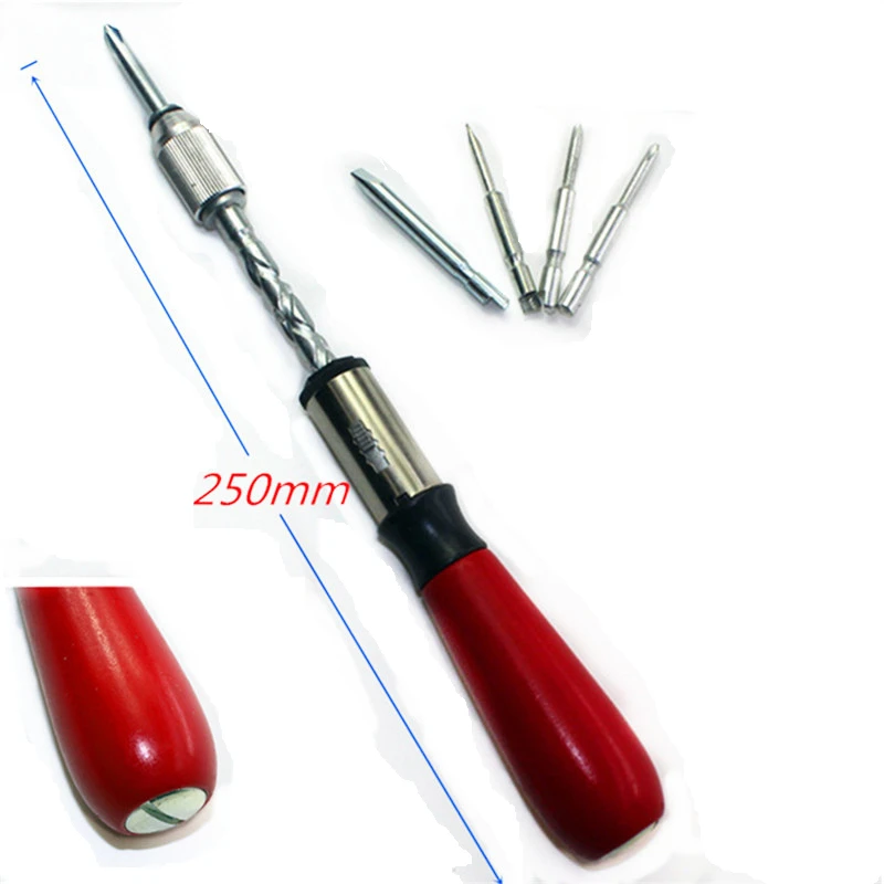 01           Spiral Screw Driver Hand Pressing Ratchet Screwdriver with Slotted and Screwdriver Bits