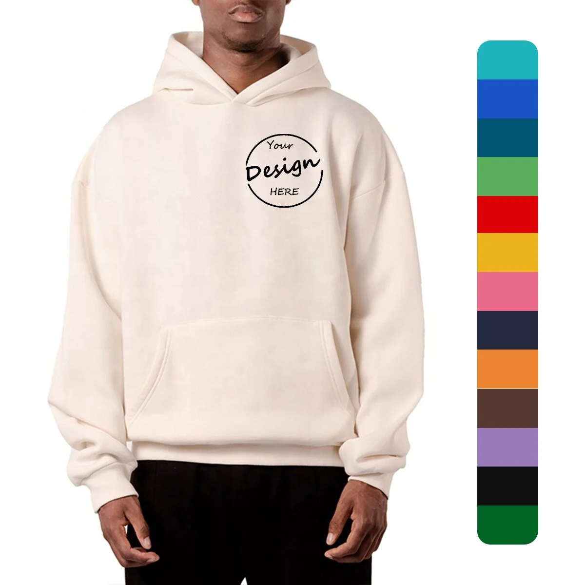 Wholesale Custom Drop Shoulder Pullover Cotton Home Hoodies Men Oversized Plain Heavyweight Men Streetwear Hoodie