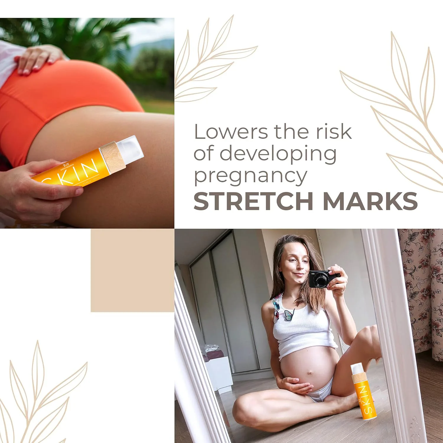 Stretch Mark Dry Oil Organic Anti Stretch Mark Oil for Pregnancy Natural Oils Vitamin E Rebuilds Skin Collagen