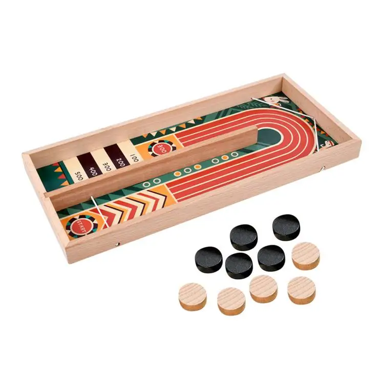 
Table Hockey Board Game Toy Fast Sling Puck Game Set Children Interactive Wooden Toys 