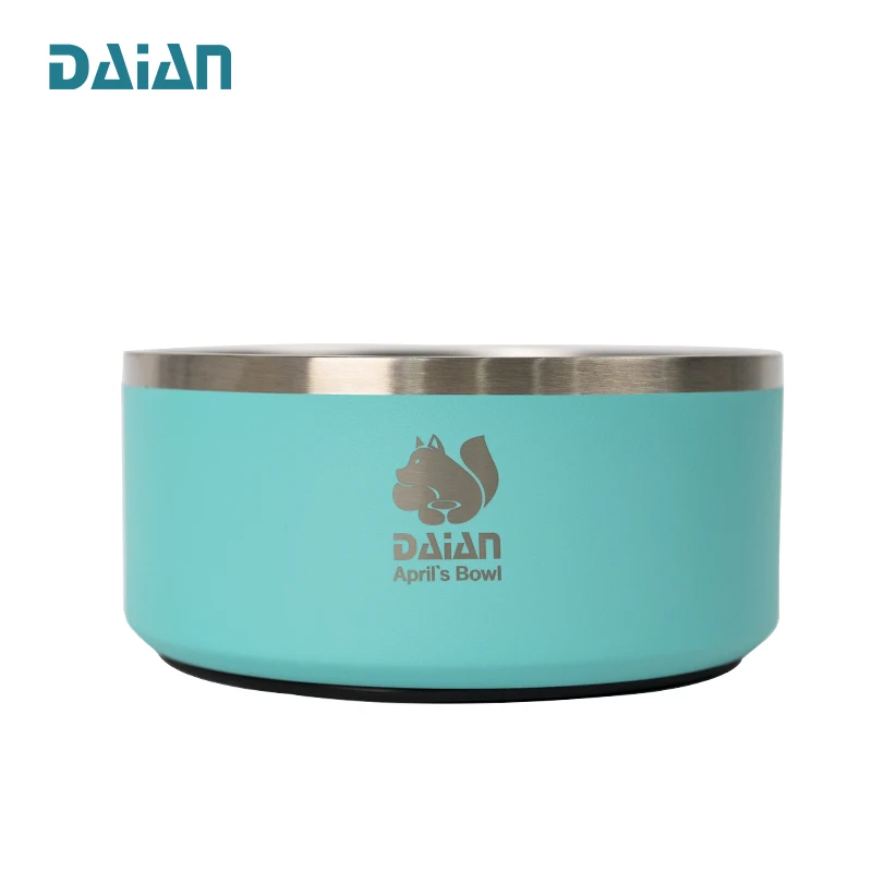 Кормушка для домашних животных с логотипом на заказ, миска для кошек с двойными стенками из нержавеющей стали, миски для собак с нескользящей Силиконовой основой