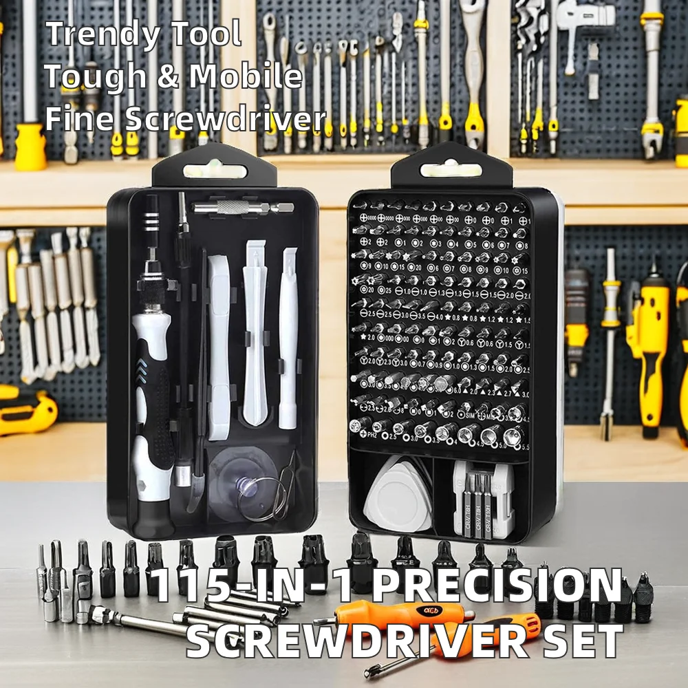 Professional 115-in-1 Precision Magnetic Electronics Repair Tool Kit Industrial Chrome Screwdriver Bits Set Torx OEM