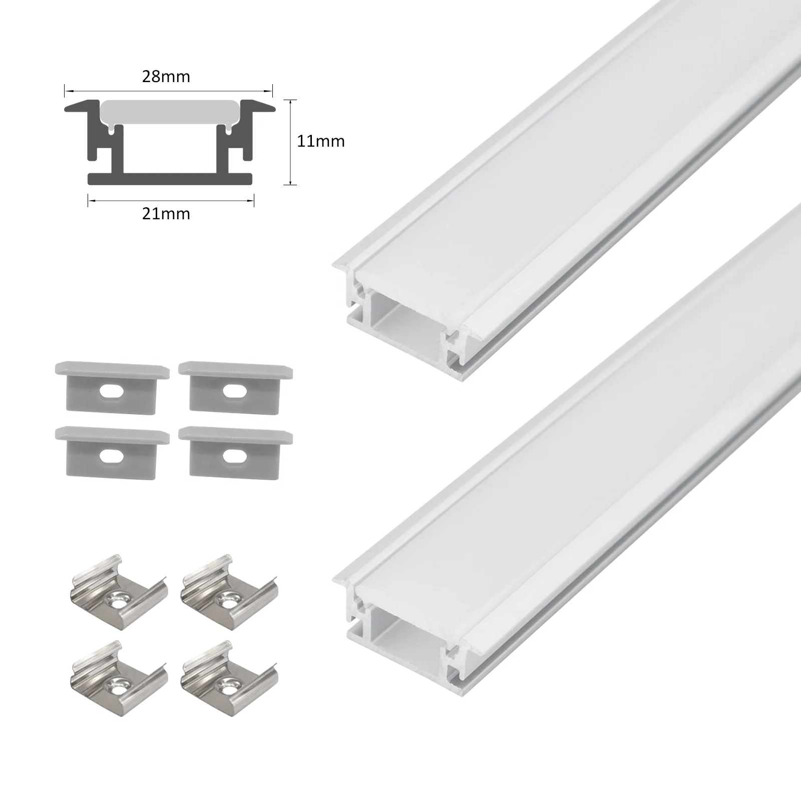 Easy Install 027 Led Aluminium Strip Silver 28*21mm Recessed Floor Aluminum Alloy Recess Led Channel