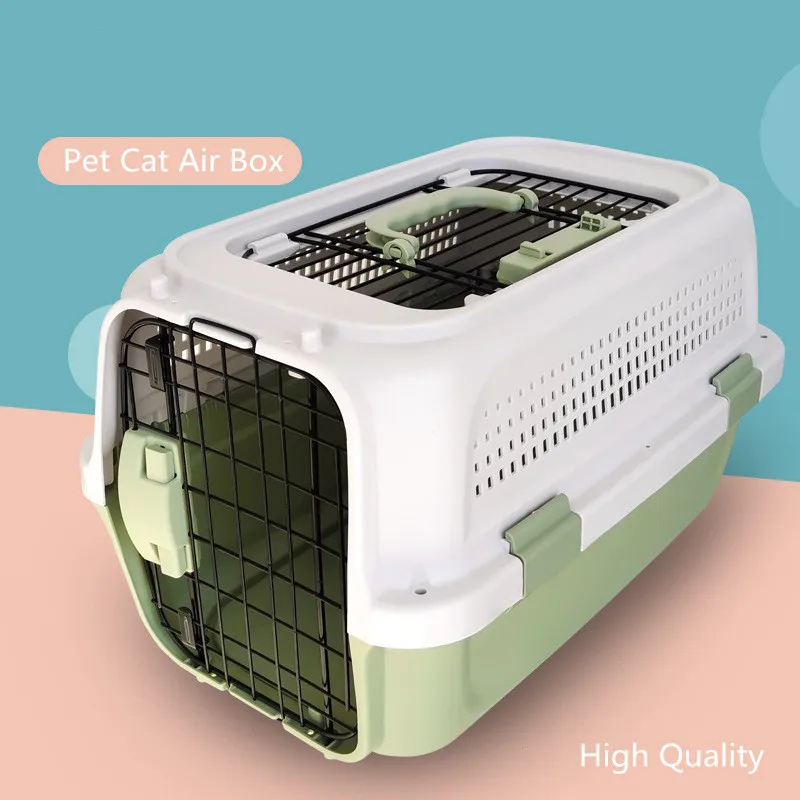 Airline approved pet travel carrier box portable breathable outdoor large plastic pet dog cat transport cage pet supplies