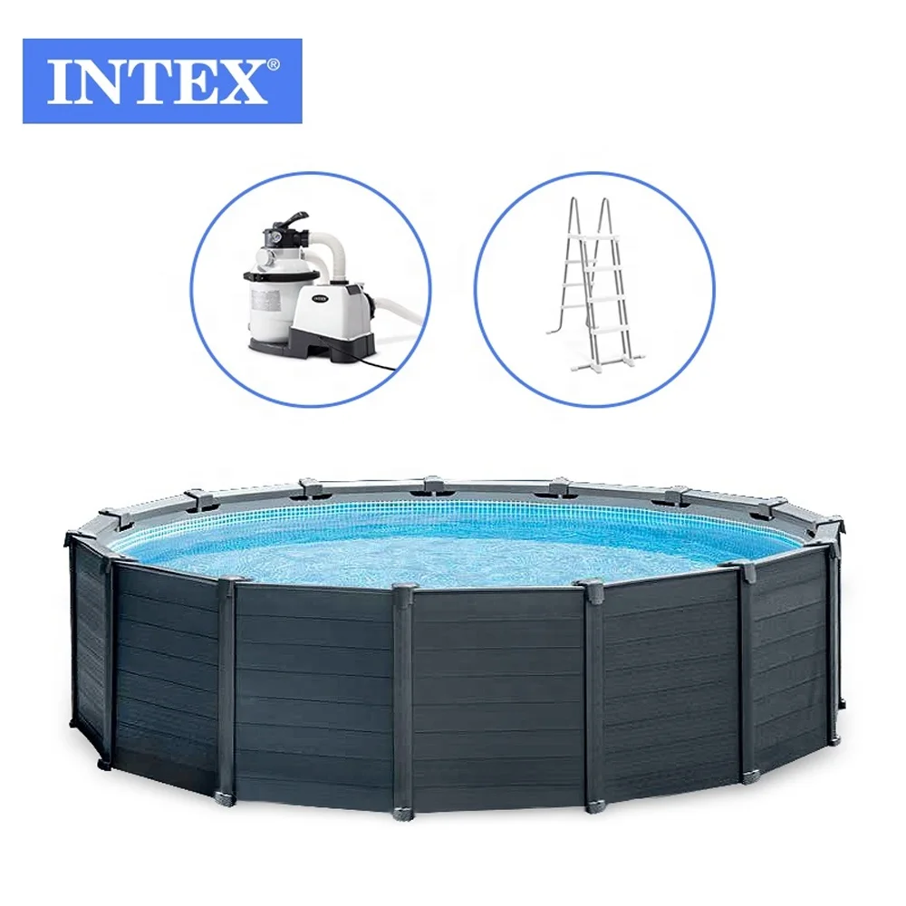 Семейный наземный бассейн INTEX 26384 15 футов 8 дюймов X 49 Графитово-серый