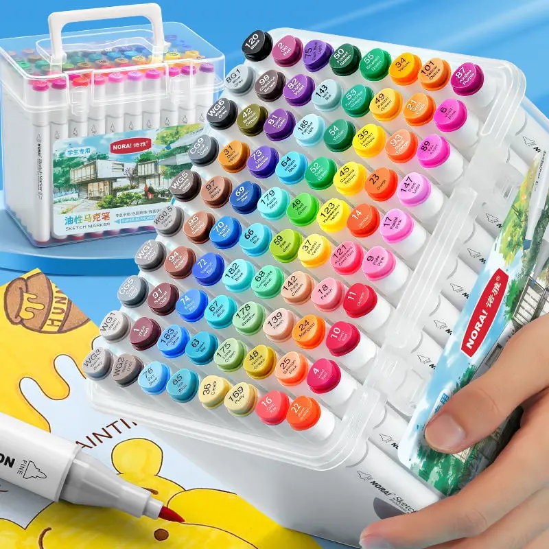 Wholesale non toxic 12 24 36 colored waterproof alcohol art paint permanent dual tip markers pens set