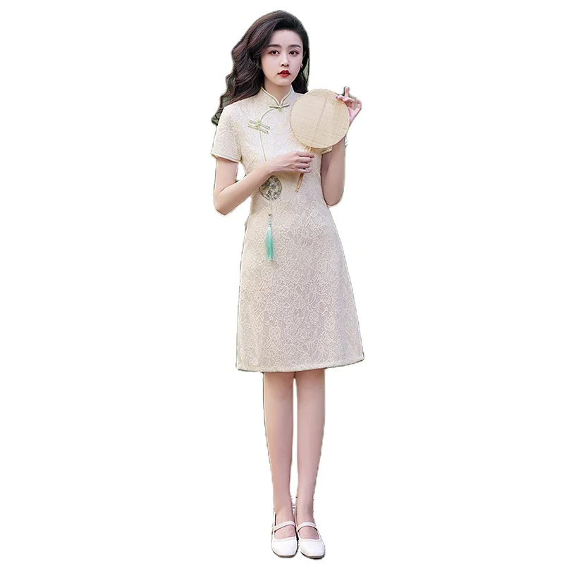 Оптовая продажа, китайское традиционное 2024 Qipao, модное ретро свадебное платье для невесты, короткое платье cheongsam, платье для выпускного вечера для женщин