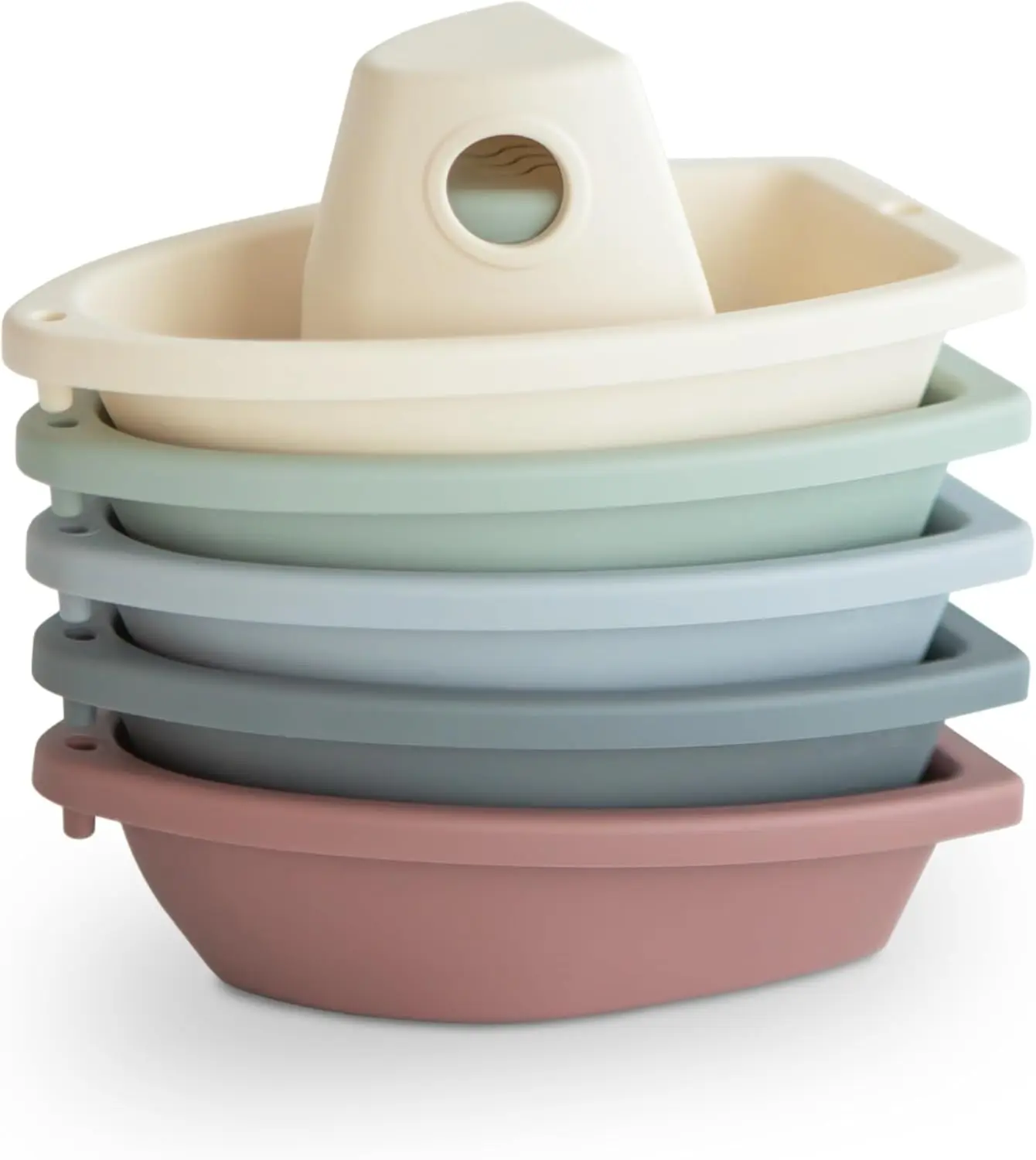 Toddler and Baby Stacking Bathtub Toys With Drain Holes, Stacking Boat Toy Set for Bath Time Fun