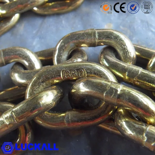 Yellow Zinc Chromated Transport Tie Down Link Chain 13mm