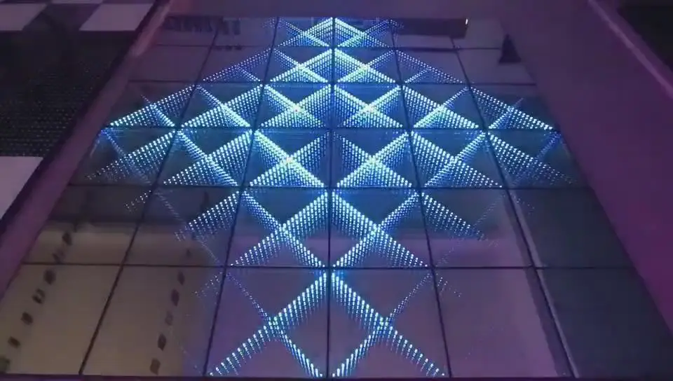 Movable Exhibition wedding dance floor led Infinity 3D Cross X 3d infinity mirror video light led dance floor luc for Event