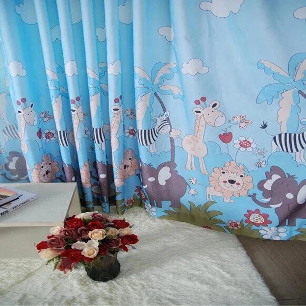 Newest Cartoon Design Printed Voile Fabric Curtain For Children Room Window 2022
