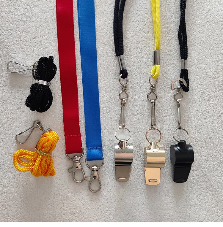 Wholesale Stainless Steel Whistle Metal Referee Whistle Emergency Safety Whistle With Lanyard