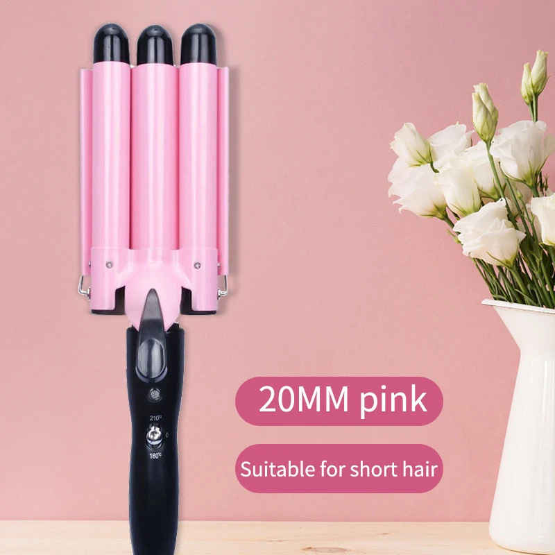 Popular 3 Barrel Hair Curler Style Drop shipping 2021 Hair Ccurling Heated Professional Rotating Triple Barrel Hair Curler