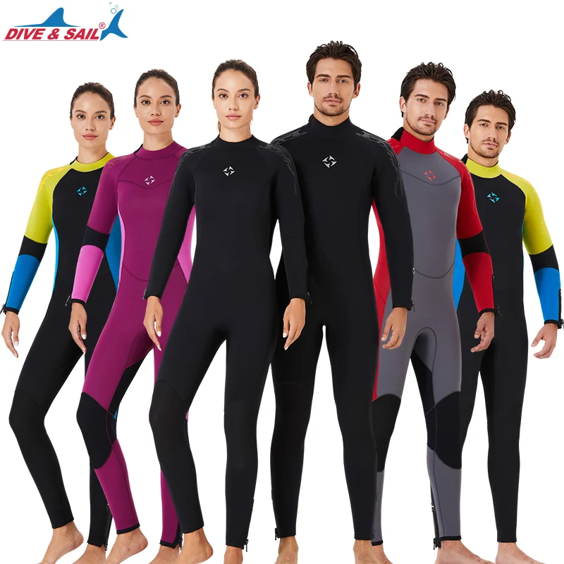 DIVE&SAIL High Quality 5mm Neoprene Wetsuits Mens Full Body Diving Wet Suit Women Long Sleeve Keep Warm Snorkeling Scuba Wetsuit