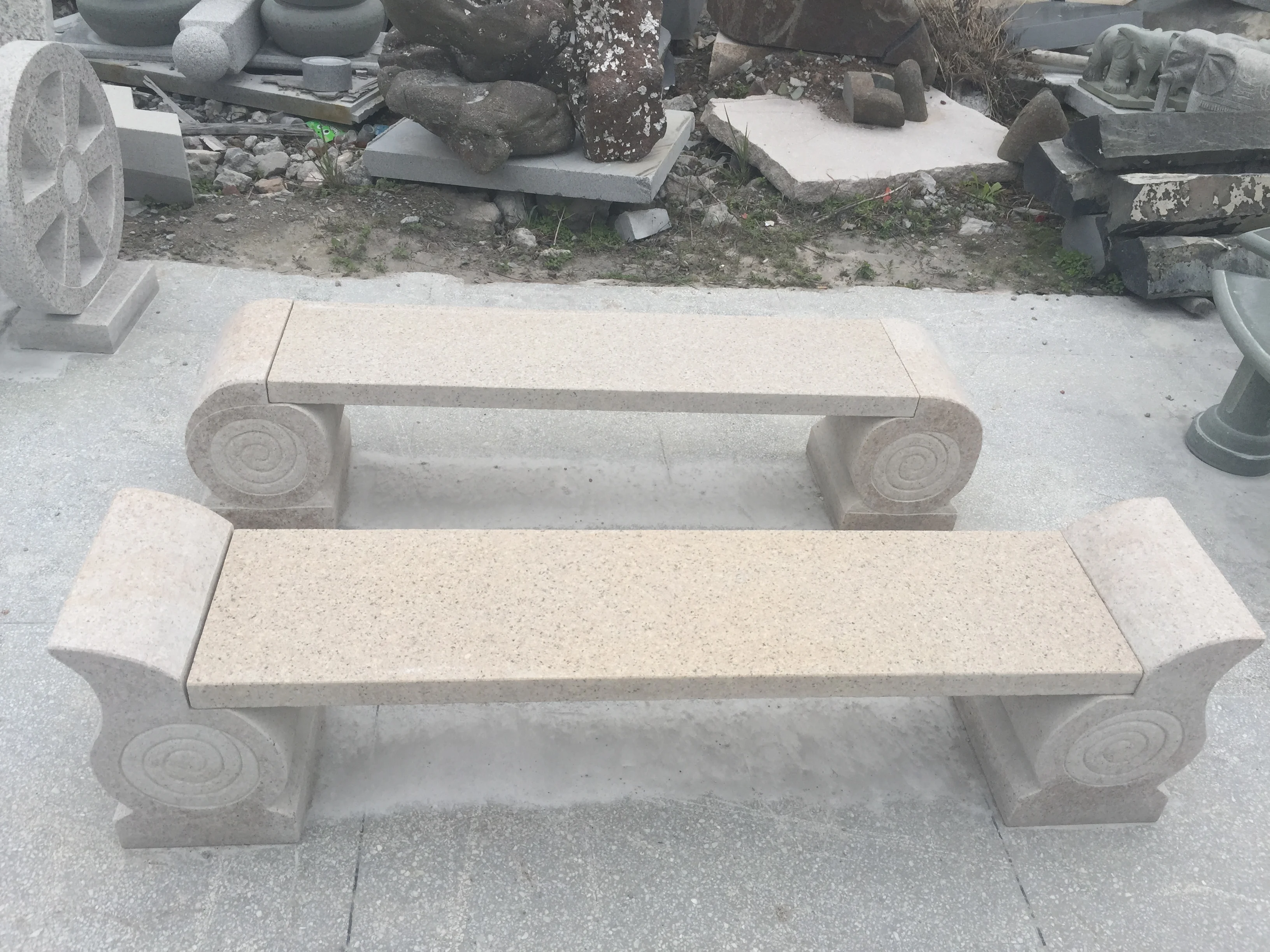  Simple Handmade Granite Stone Outdoor Garden Decorative Curve Polish Bench Chair Red for