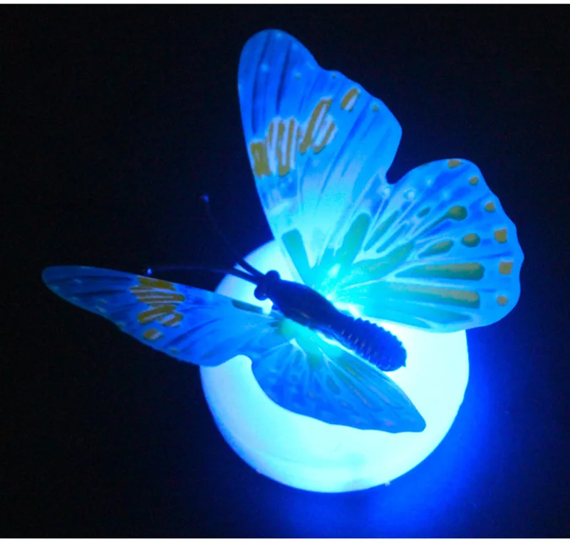 Wholesale 3D butterfly night light creative toy colorful light luminous butterfly night light sticker led