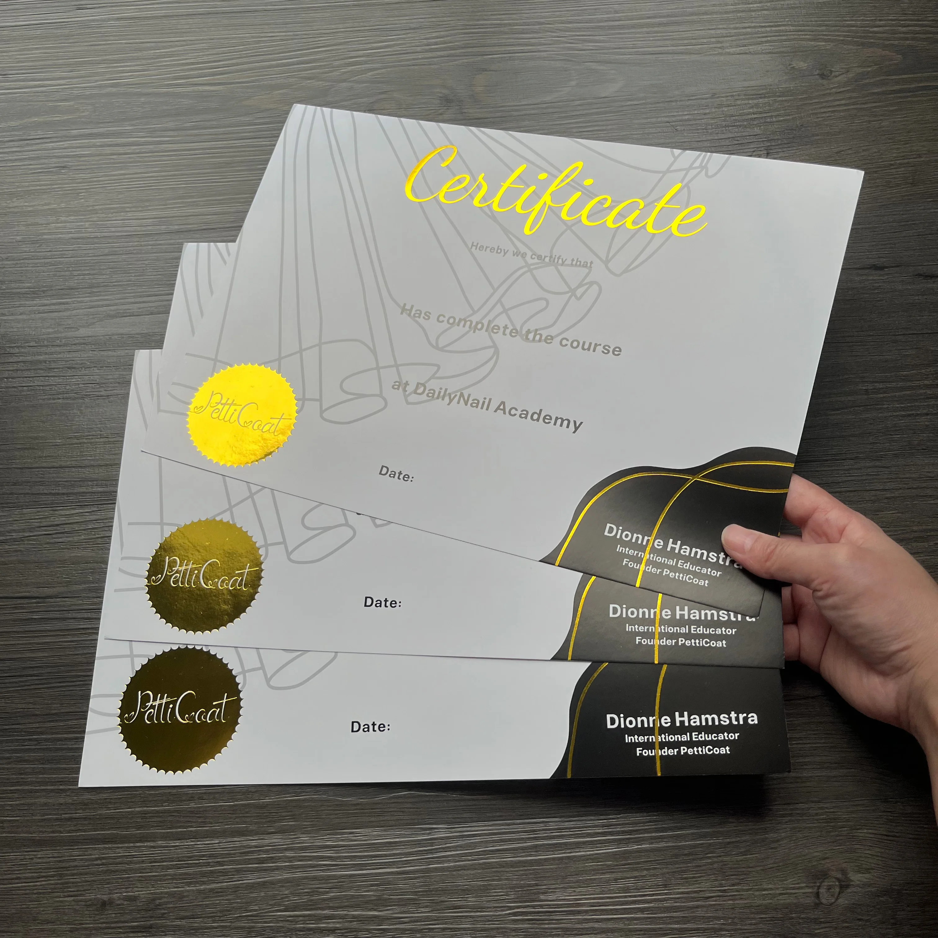 Gold foil A4 size certificate paper custom certificate of authenticity luxurious gift certificate