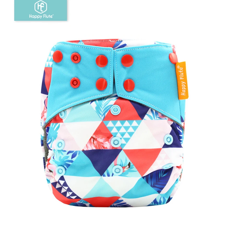 Happyflute Double-Row Snap Washable Bamboo Charcoal AIO Cloth Diaper Reusable Night Nappies for Baby factory wholesale