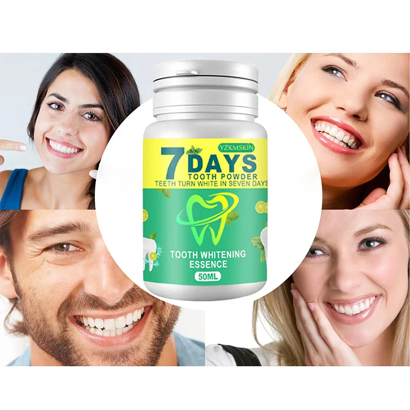 Wholesale Private Label 50ml 7 day Oral Hygiene Care Remove Tooth Yellow Stains Cleaning Bleaching White Teeth Whitening Powder