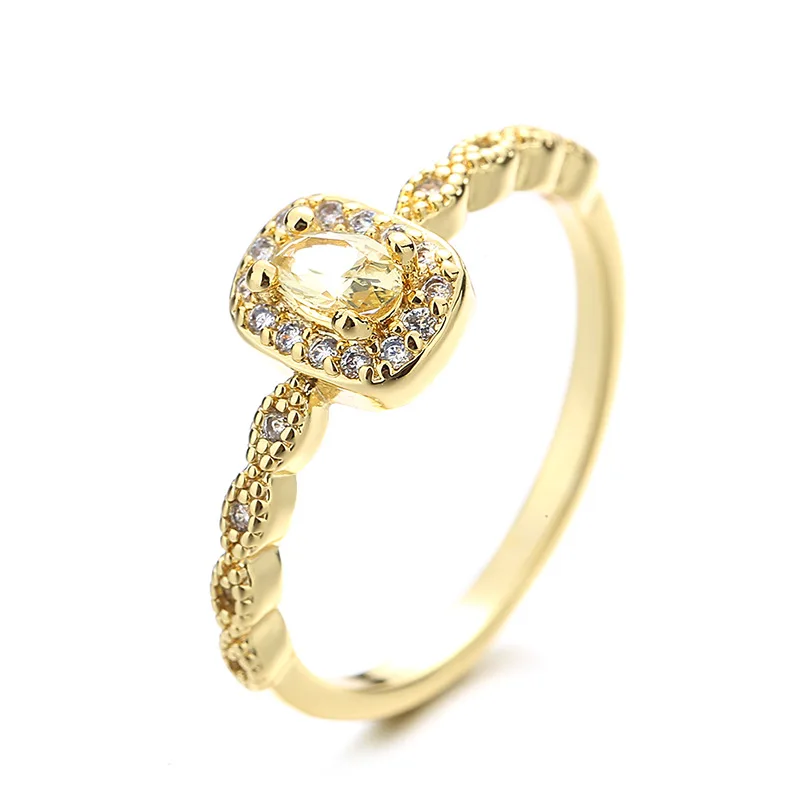 18k gold plated jewelry ring women 3A CZ oval Topaz ring