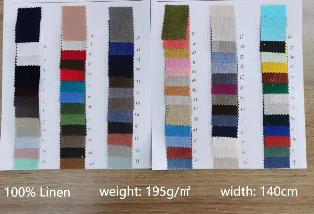 Hot selling 100% flax linen fabric solid color nature fabric breathable cool customization linen fabrics for garment