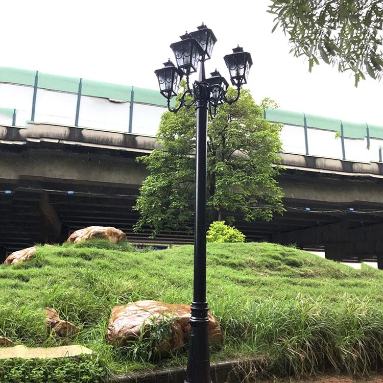 European Style Aluminum Landscape Pole Street Light Classic Led Outdoor Exterior Garden Light For Parking Lot Road Villa