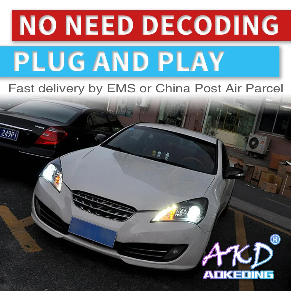 AKD Car Styling for Hyundai Genesis Coupe Headlights Rohens LED Headlight H7 D2H Hid Option Angel Eye Bi Xenon Beam