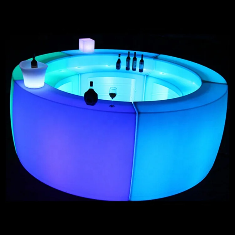 
Modern Round Bar Counter Designs Bar Furniture Recarhable RGB Glowing LED Round Bar Counter 