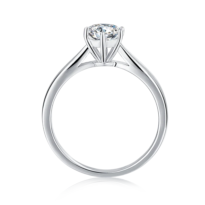 Classical White Gold Six Prong Wedding Ring 0.5ct Moissanite Diamond Elegant Fashionable Silver Natural Diamond Rings
