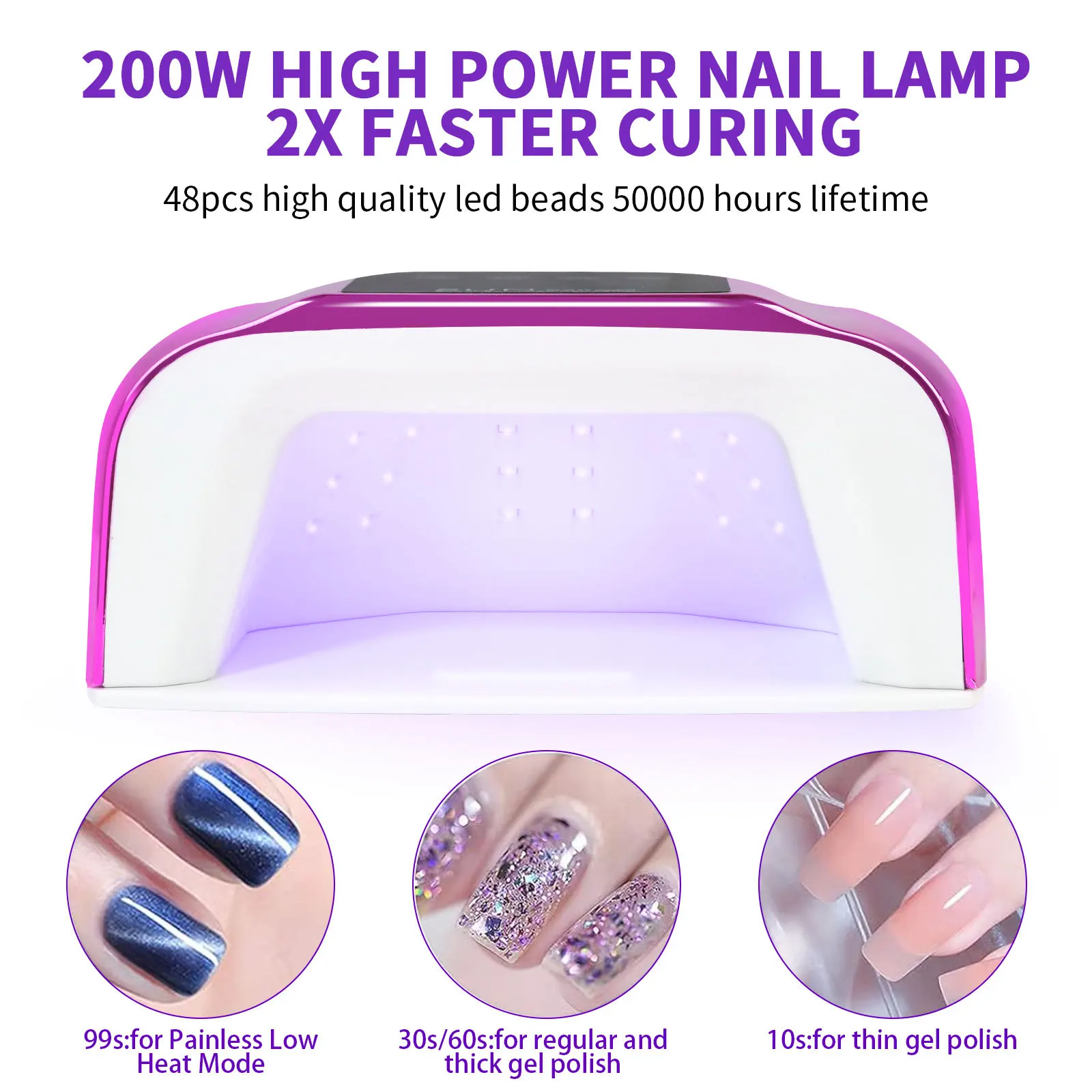 Misscheering S20 200W High Powder Wireless Rechargeable Automatic Induction Nail Art Lamp for Nail Gel Polish Quick Drying Lamp