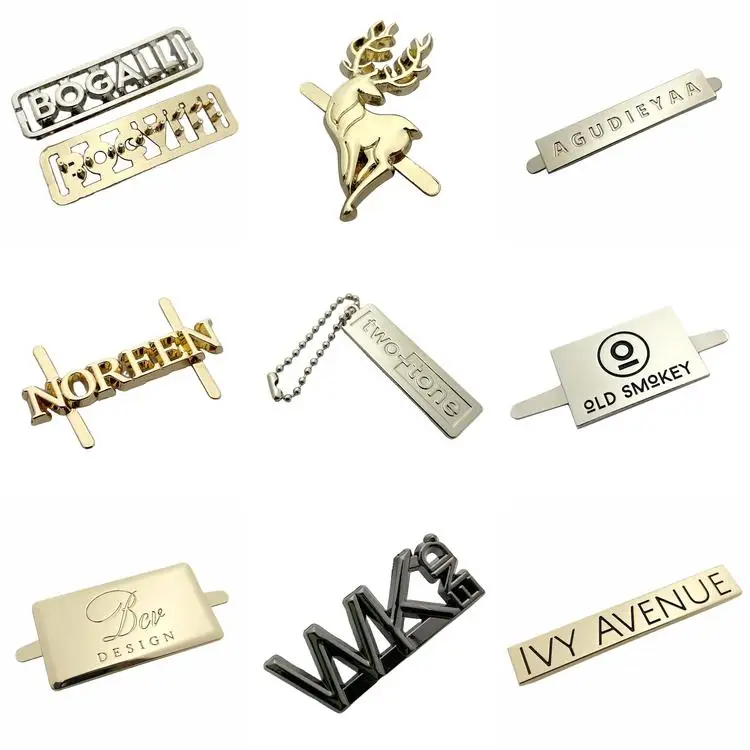 Competitive price antique brass accessories customized metal nameplate for bag