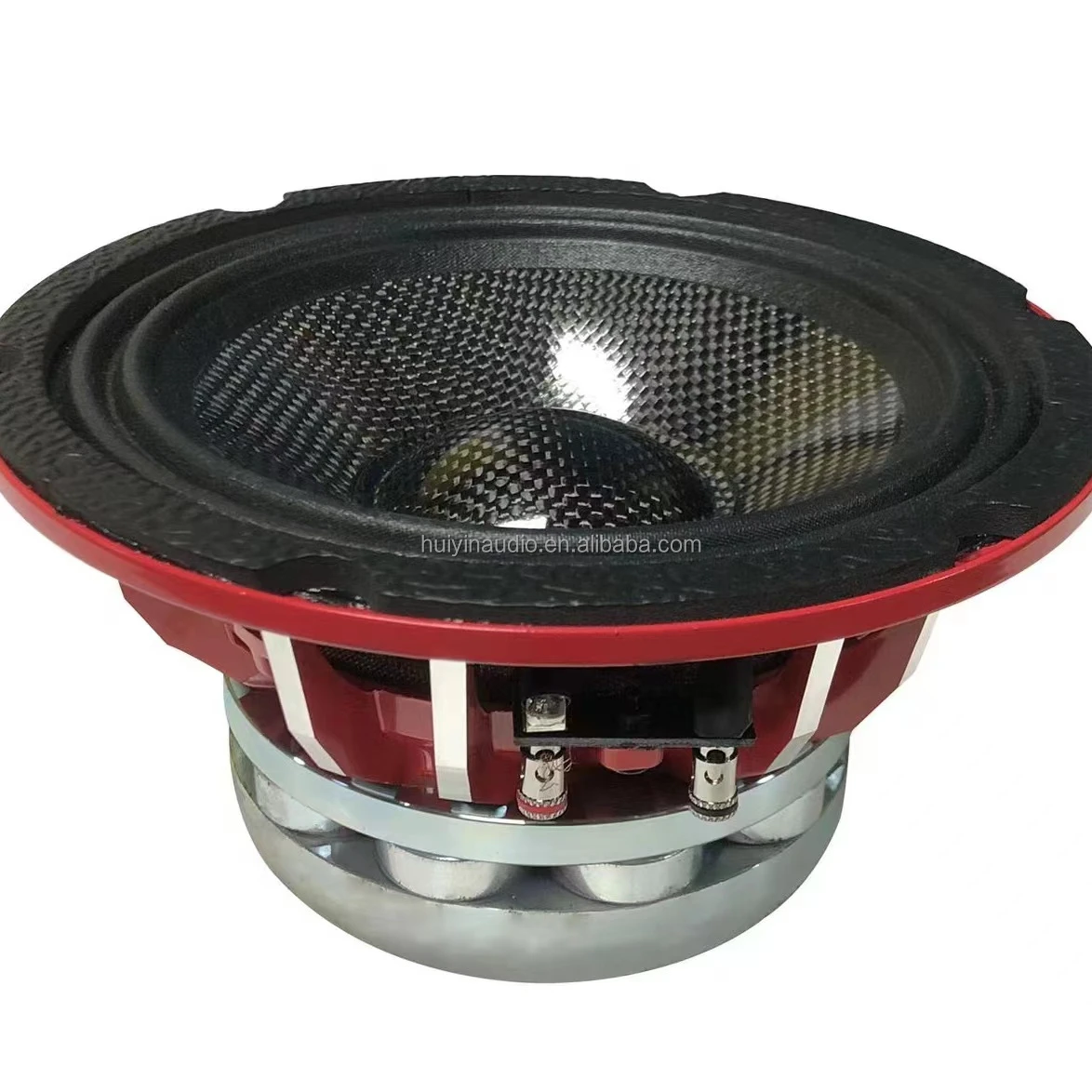 HUIYIN 650-045 Updated Version 6.5 Inch 200W Mid Range Neo Magnet Bright Carbon Cone Car Stereo Speakers