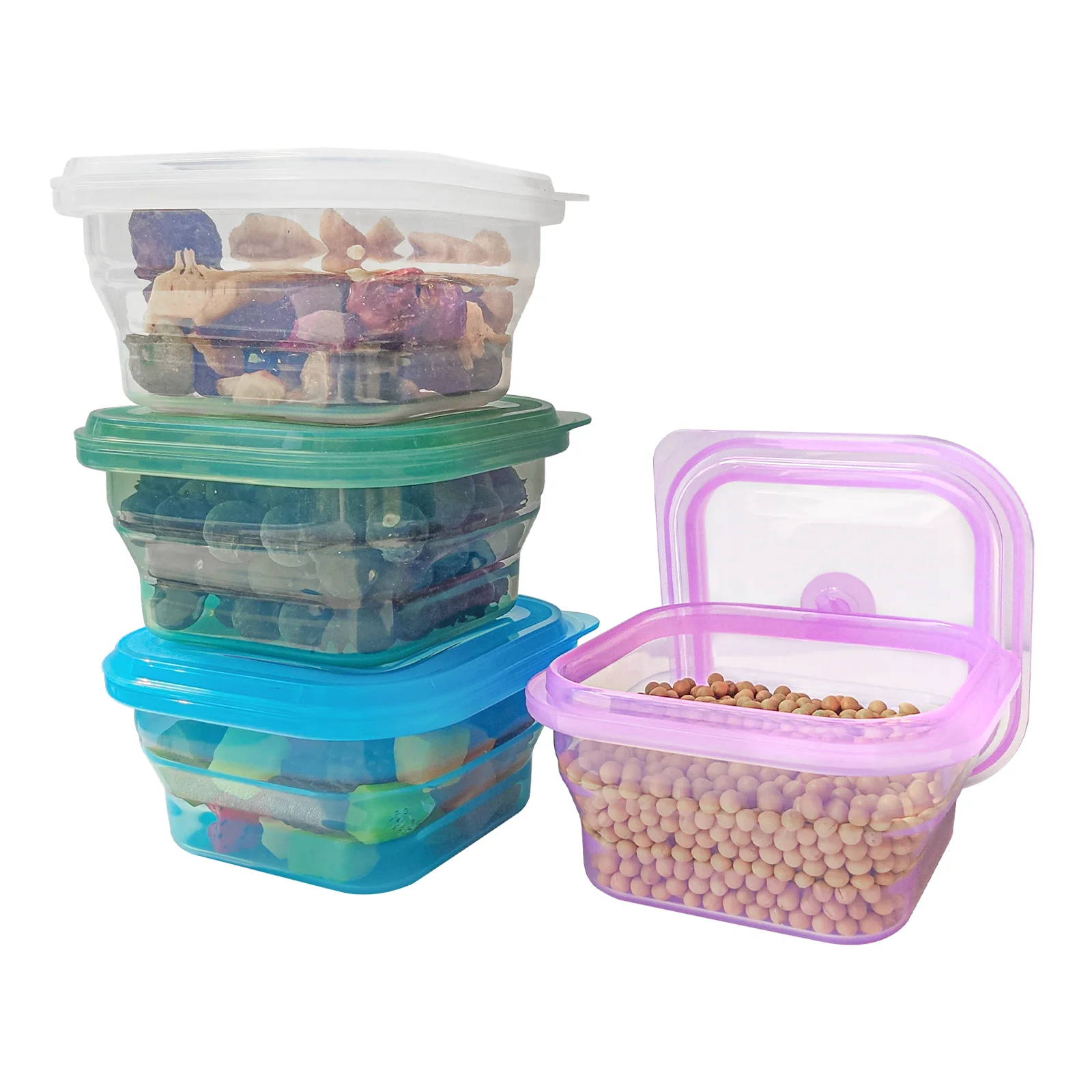 400ml+900ml Microwave 100% Platinum Silicone Lunch Container Food Collapsible silicone bowls Kid Snack Storage Cake Baking Tools