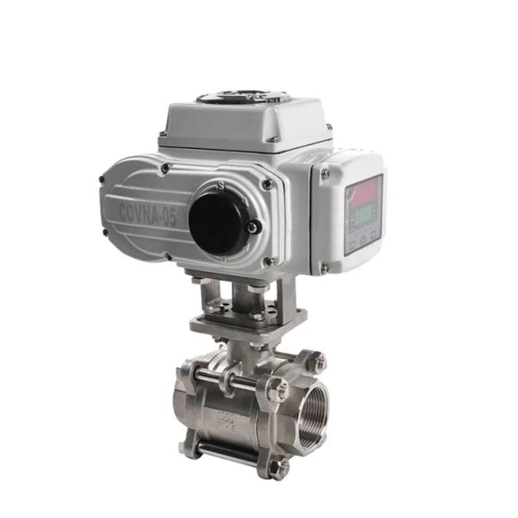 COVNA Dn25 2-way Three Piece Stainless Steel Ball Valve With Electric Actuator 24v 110v 220v 3pcs Remote Control Ball Valve