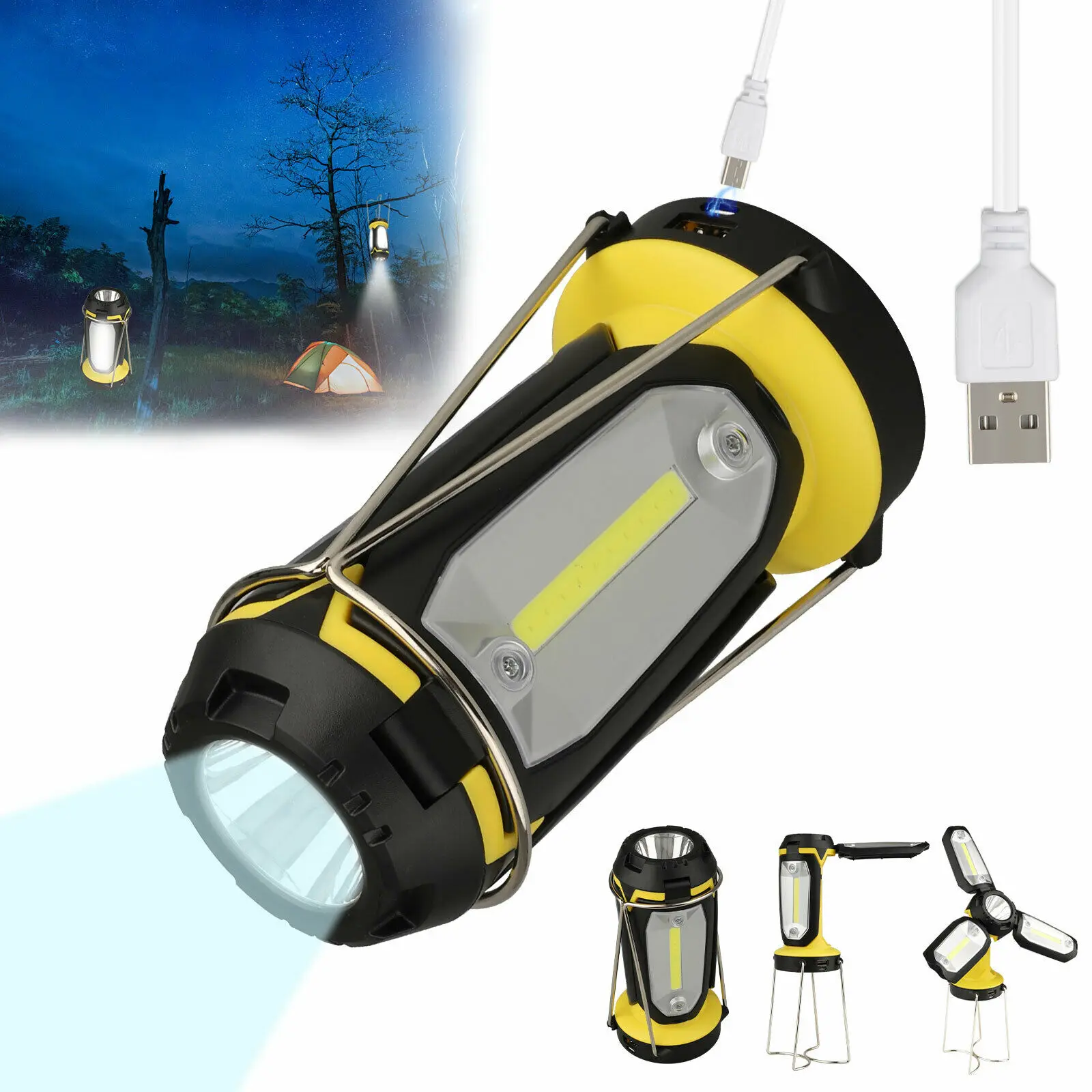 Cob фонарь для кемпинга USB Перезаряжаемый светодиодный