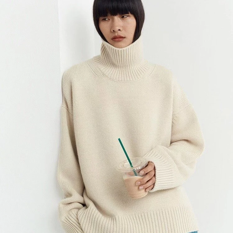 
Ladies wool cashmere sweater knit sweater turtleneck jumpers sweater for women 