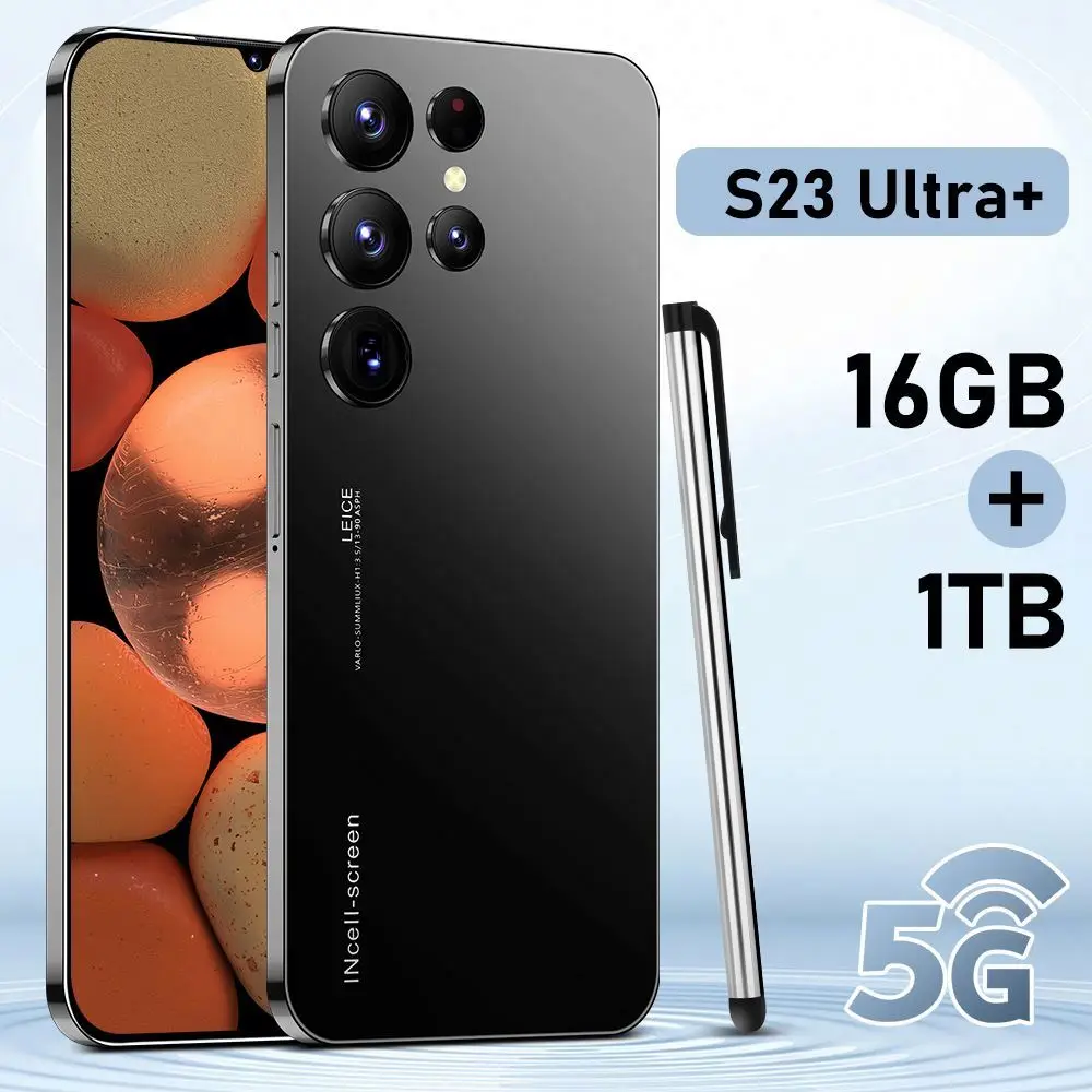 Лидер продаж, S23 + Ультра оригинальный 16 ГБ + 512 ГБ 48MP + 100MP разблокировка отпечатков пальцев 7300 мАч Android 12,0 сотовый телефон смартфон мобильный телефон