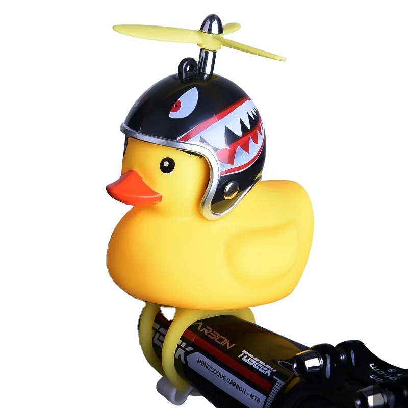 Colorful Rubber Duck Toy Car Bike Helm Ornaments Decorations Duck Bell with Propeller Helmet for Kids Adults Men Women