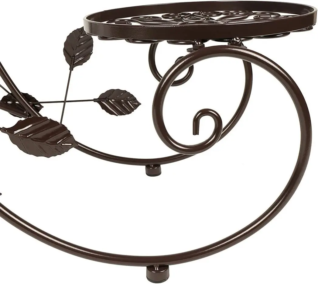 3 Tier Metal Garden Display Stand For Indoor And Outdoor With 3 Plant Pots For Courtyard Living Room Corner Balcony And Bedroom