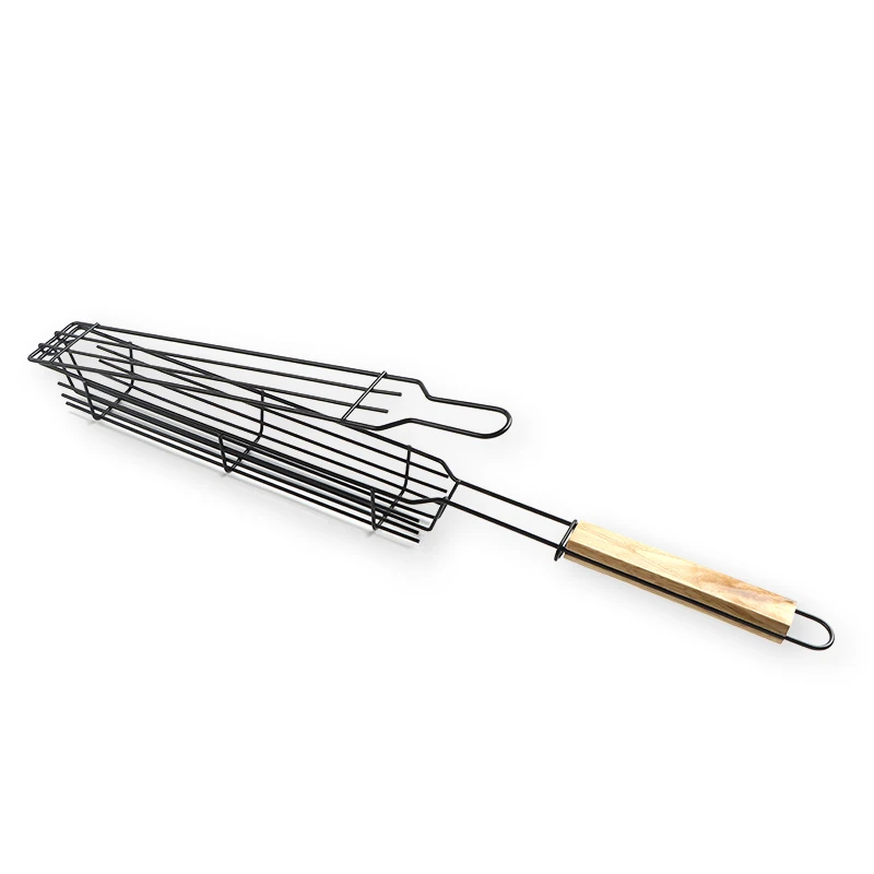 Best Outdoor Camping Stainless Steel Portable BBQ Barbecue Grill Set Meat Cage with Clip Cooking Tools and Utensils Accessory