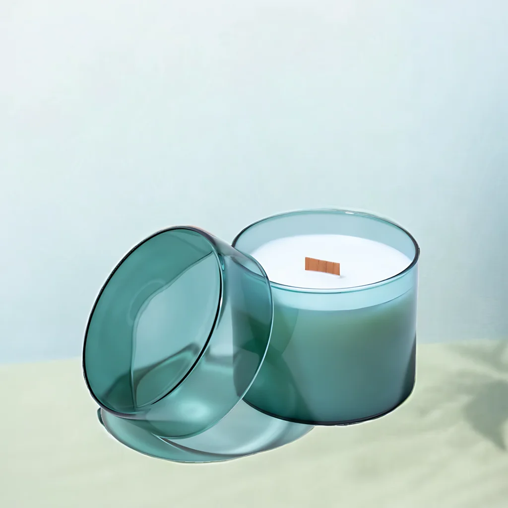 Home Decor Custom Design Iridescent Color Luxury Glass Candle Container High Borosilicate Glass Candle Jar with Lid