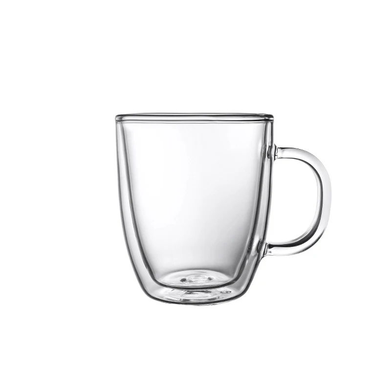 Factory Direct Sales Spot Goods Transparent Wholesale Double Layered Cup With Handle Glass Strap Double Layered Cup