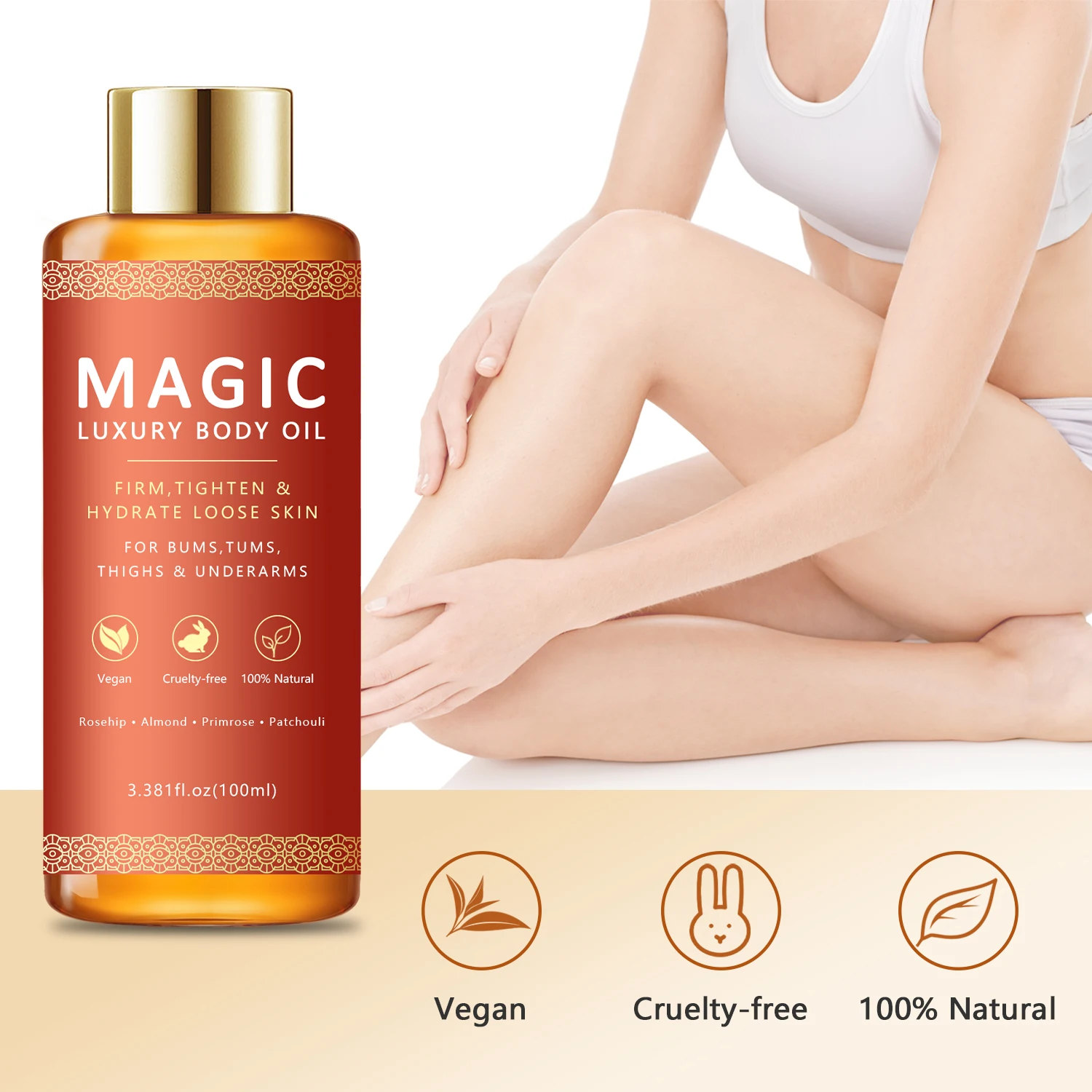 100% Natural Almond Skin Care Plump Visibly Effect Scar Removal Anti Wrinkle Firming Moisturizing Vegan Magic Luxury Body Oil