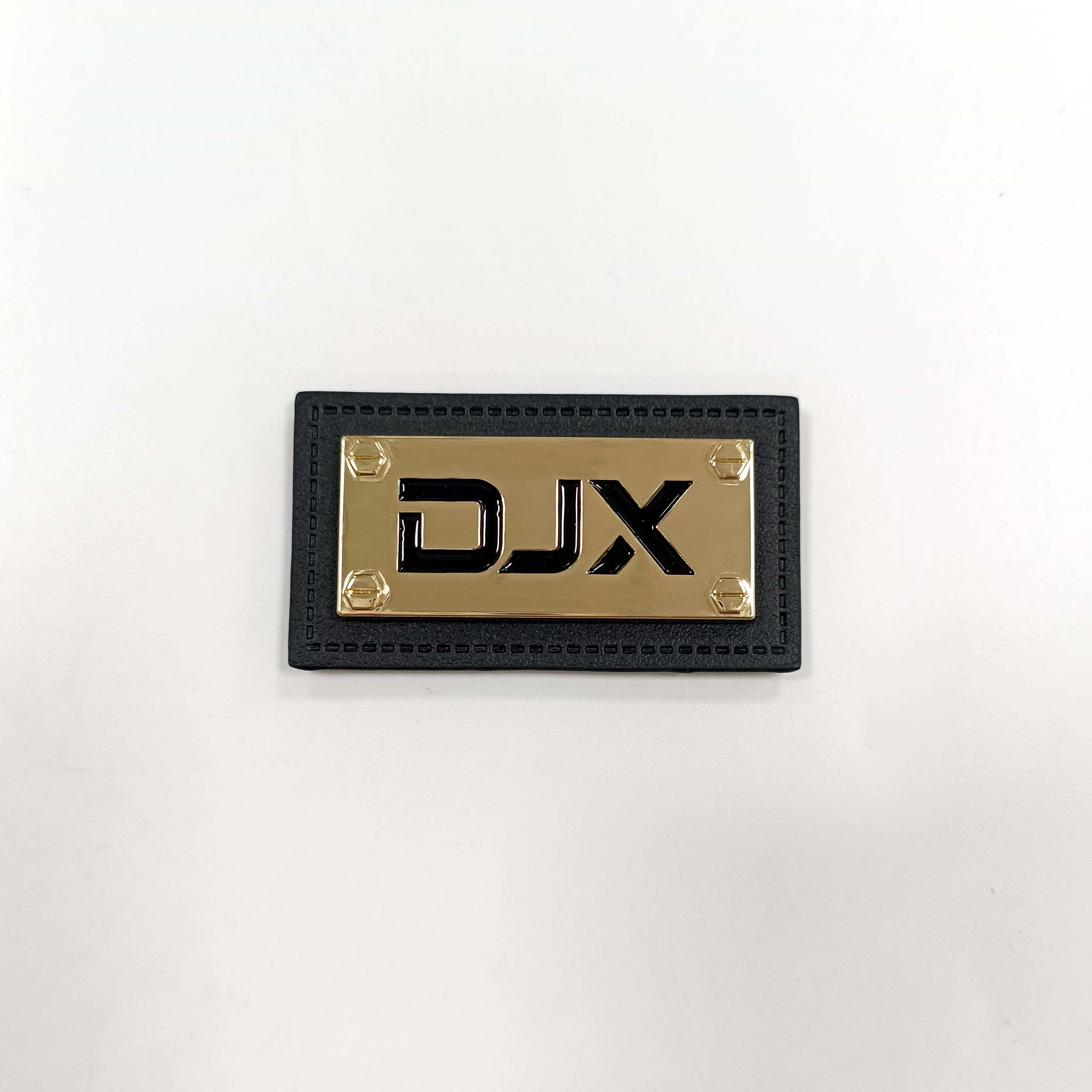 Factory price customized metal leather badge embossed metal leather patch