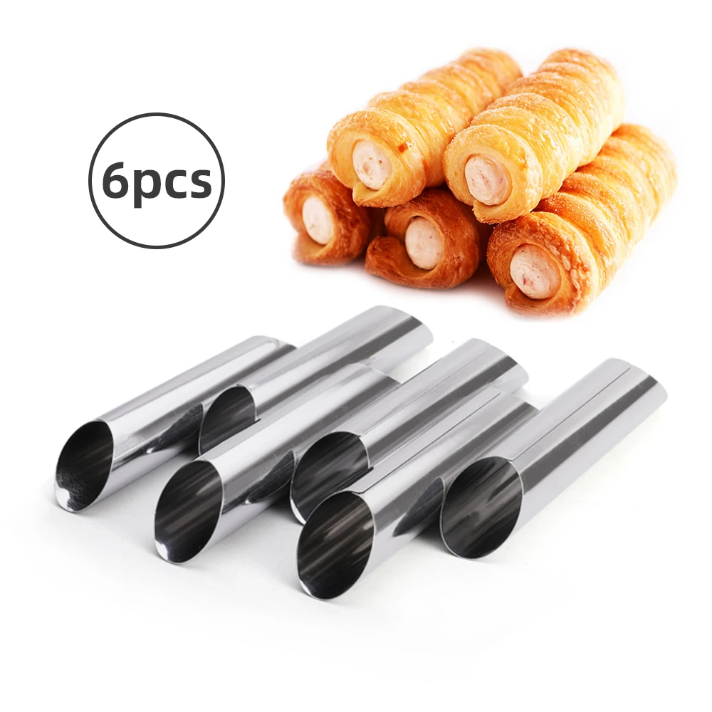 6Pcs premium high quality dessert cake cream hole round food grade stainless steel cannoli tubes