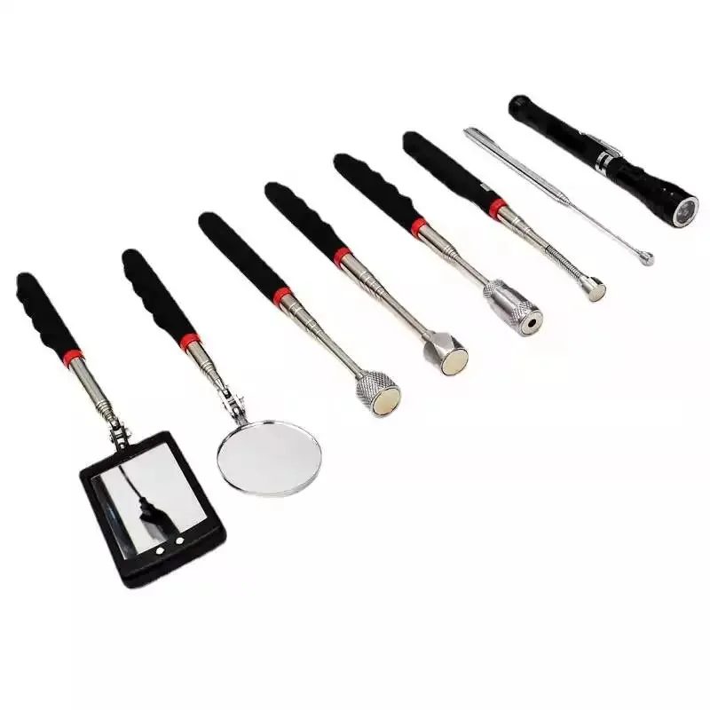Stainless Steel Telescoping Magnetic Pick up Tool Set with Led Under Car Inspection Mirror with Led Lights